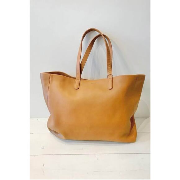 Baggu Oversized Leather Tote in Camel - Picture 3 of 10